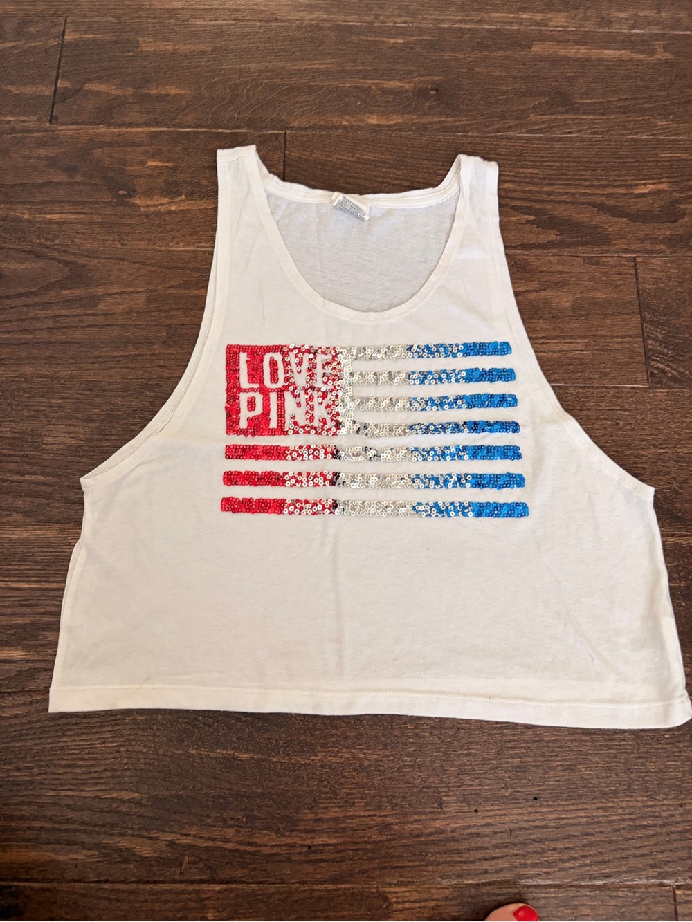 PINK Victoria's Secret White Tank Top with Black Logo Tag